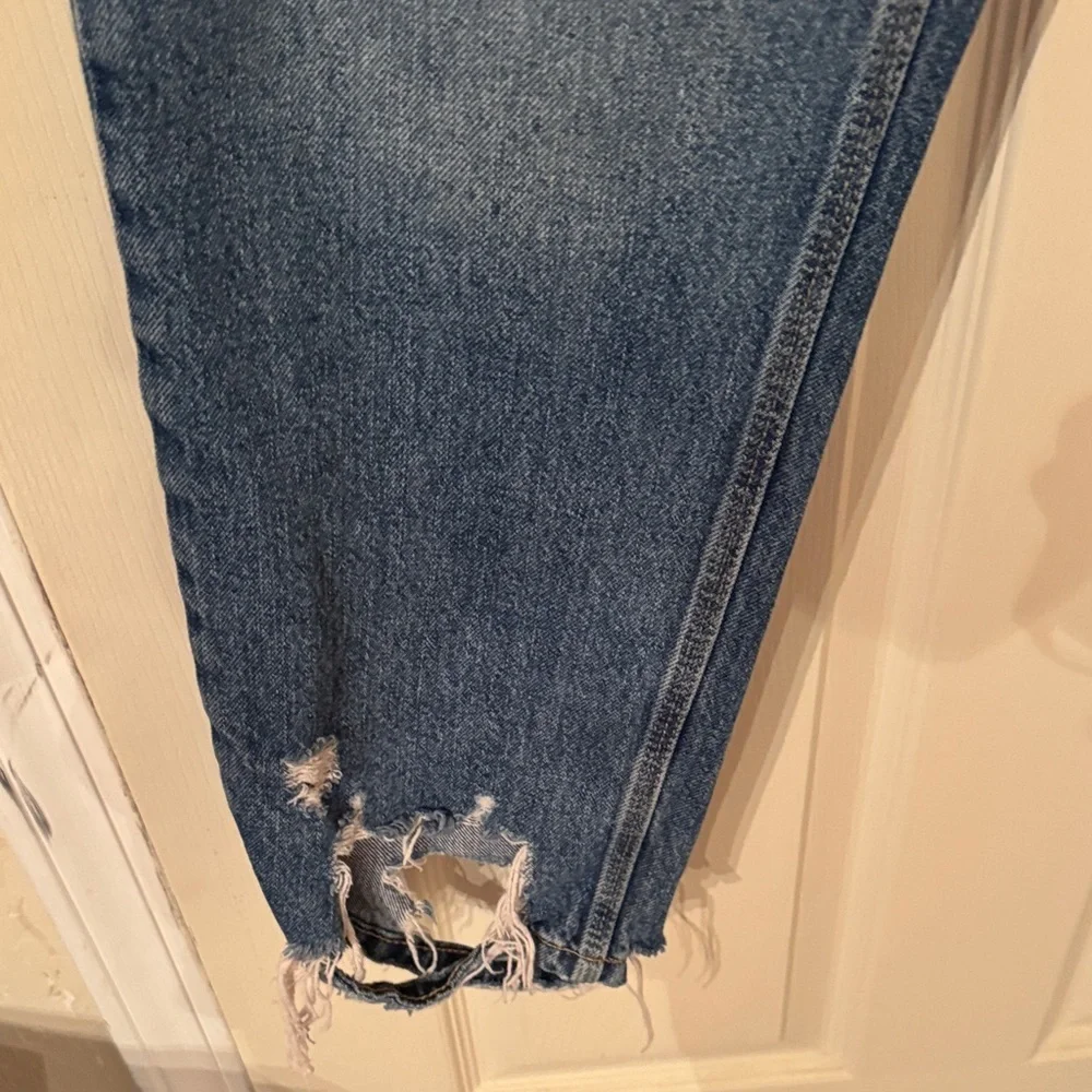 Topman Relaxed Fit Distressed Blue Jeans